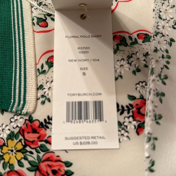 Tory Burch Floral Polo Shirt, new with tags. - Picture 5 of 6